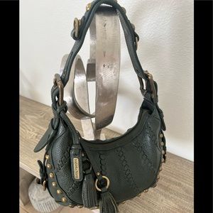 Isabella Fiore Green Hobo Bag with Gold Accents